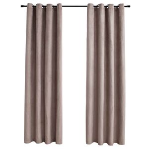 vidaXL Lystette gardiner med metallringer 2 stk gr&aring;brun 140x245 cm