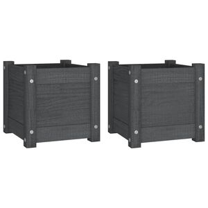 vidaXL Plantekasser 2 stk gr&aring; 31x31x31 cm heltre furu