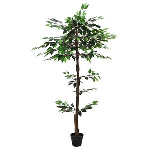 vidaXL Kunstig Ficusplante Gr&oslash;nn 85 x 18 x 160 cm Stoff og Tre