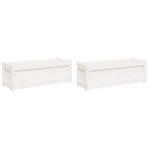 vidaXL Plantekasser 2 stk hvit heltre furu