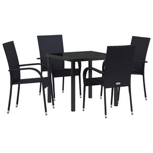 vidaXL Hage Spisegruppe 5 pcs Svart Pulverlakkert st&aring;l