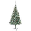 vidaXL Forh&aring;ndsbelyst kunstig juletre med kulesett og kongler 210 cm