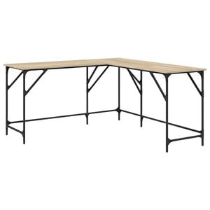 vidaXL Skrivebord sonoma eik 149x149x75 cm konstruert tre