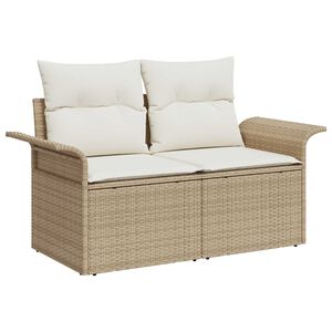 vidaXL Hagemøbelsofa med pute Beige 141 x 62 x 69cm polyrotting