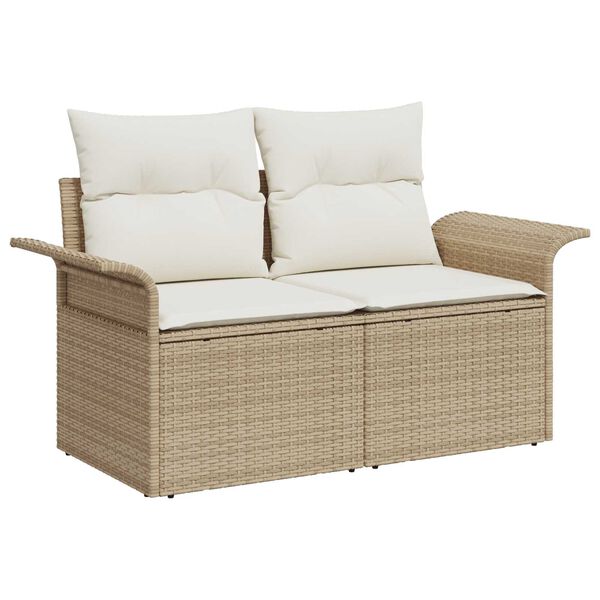 vidaXL Hagemøbelsofa med pute Beige 141 x 62 x 69cm polyrotting
