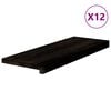 vidaXL Trappetrinn 12 stk brunsvart 70x25x2 cm heltre eik