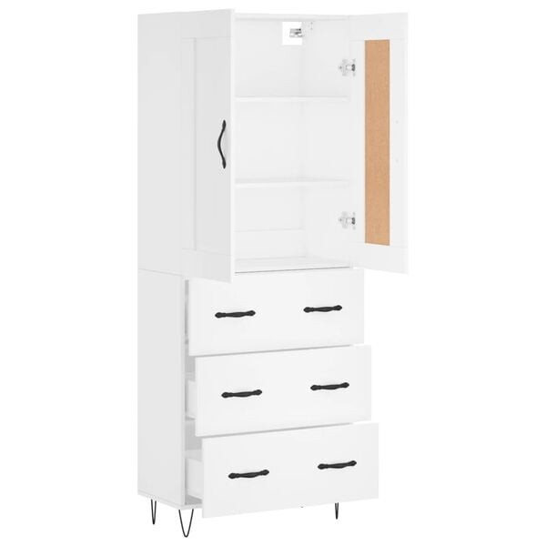 vidaXL Highboard hvit 69,5x34x180 cm konstruert tre