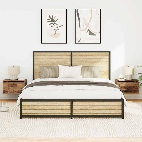 vidaXL Vegghengt nattbord med skuff 2 pcs Gammelt tre Konstruert tre