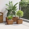 vidaXL Planterkurv med lagring 3 pcs Brun Kubu Rattan