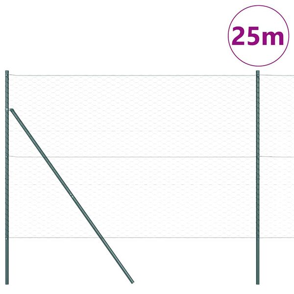 vidaXL Gjerdep&aring;le gr&oslash;nn 25 x 1,5 m (50 mm mesh) St&aring;l