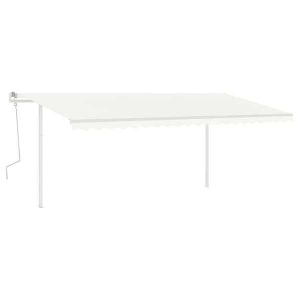 vidaXL Manuell uttrekkbar markise med stolper 5x3,5 m kremhvit