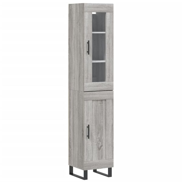 vidaXL Highboard gr&aring; sonoma 34,5x34x180 cm konstruert tre