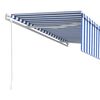 vidaXL Automatisk uttrekkbar markise med rullegardin 5x3 m blå og hvit
