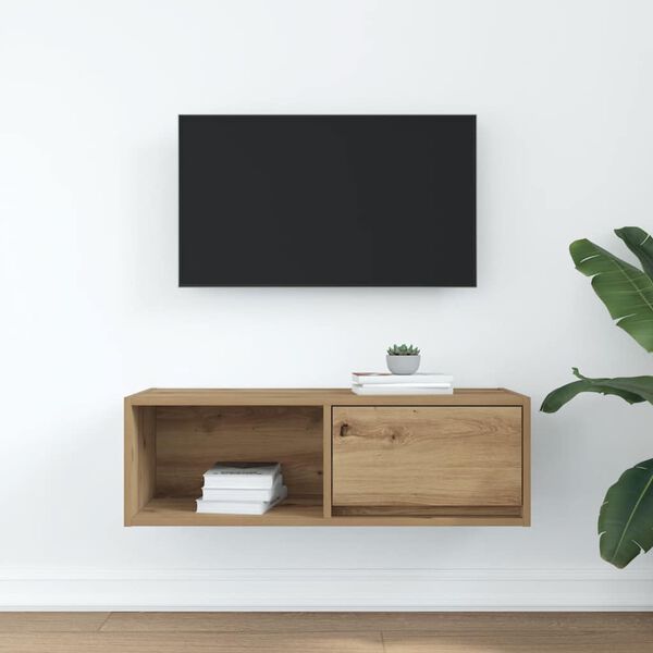 vidaXL TV-benk artisan eik 80x31x25,5 cm konstruert tre