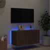 vidaXL Vegghengt TV-benk med LED brun eik 80x35x41 cm