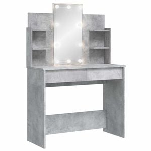 vidaXL Sminkebord med LED-lys betonggr&aring; 96x40x142 cm