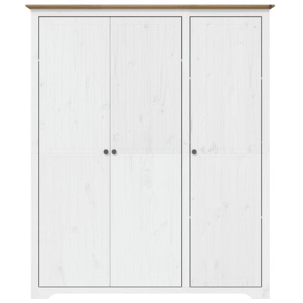 vidaXL Garderobe BODO hvit og brun 146x53,5x173 cm heltre furu