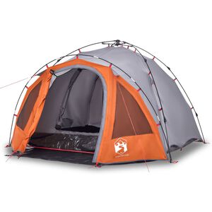 vidaXL Campingtelt 3 personer gr&aring; og oransje hurtigutl&oslash;ser