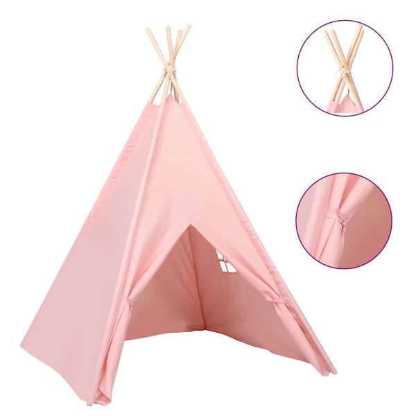 vidaXL Tipi-telt for barn med pose ferskenhud rosa 120x120x150 cm