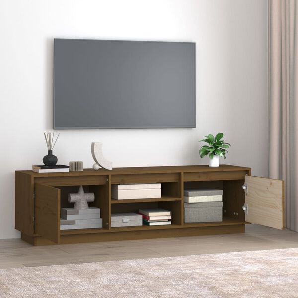 vidaXL TV-benk honningbrun 140x35x40 cm heltre furu
