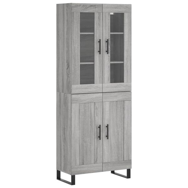 vidaXL Highboard gr&aring; sonoma 69,5x34x180 cm konstruert tre
