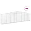vidaXL Gabionkurver buede 15 stk 400x30x100/120 cm galvanisert jern