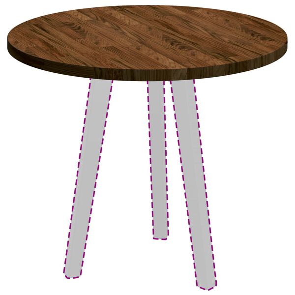 vidaXL Bordplate Lysebrun Ø 60 x 2.5 cm Solid eik