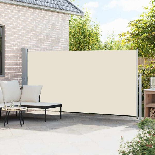 vidaXL Uttrekkbar sidemarkise 160 x 500 cm kremhvit