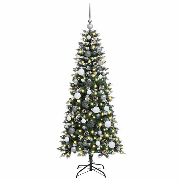 vidaXL Kunstig juletre med 150 LED gr&oslash;nn 150 cm PVC og plast og st&aring;l