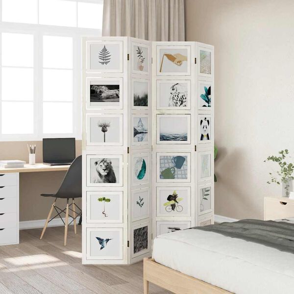 vidaXL Romdeler 4 paneler hvit heltre keisertre