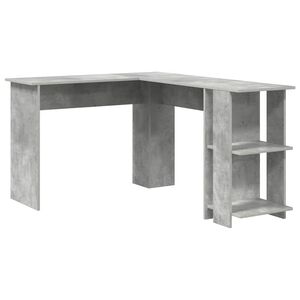 vidaXL Hj&oslash;rneskrivebord Betonggr&aring; Konstruert tre 140 x 113,5 x 75 cm