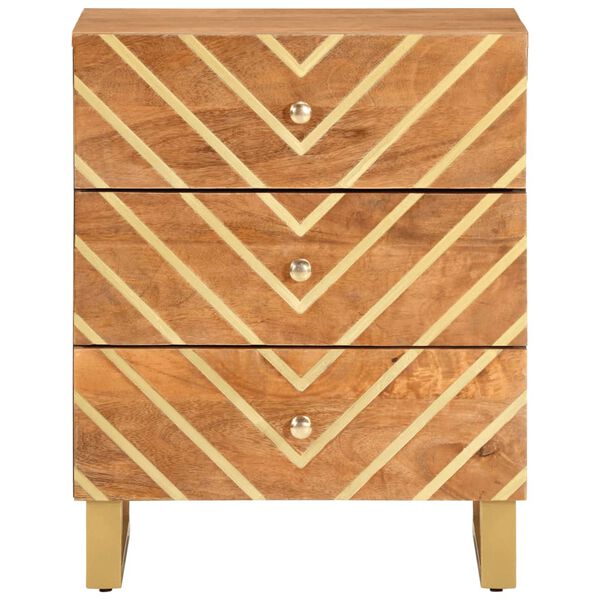 vidaXL Nattbord brun og svart 50x33x60 cm heltre mango