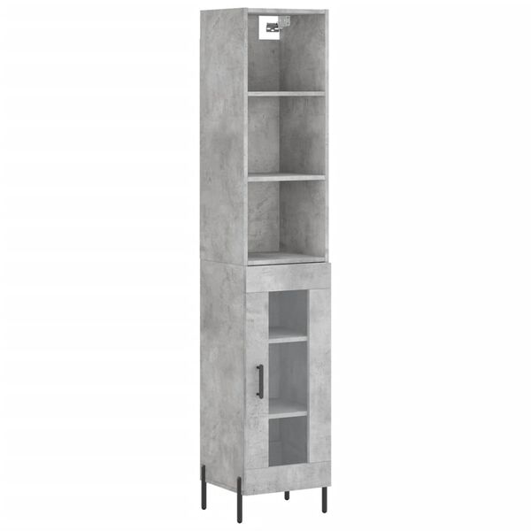vidaXL Highboard betonggr&aring; 34,5x34x180 cm konstruert tre