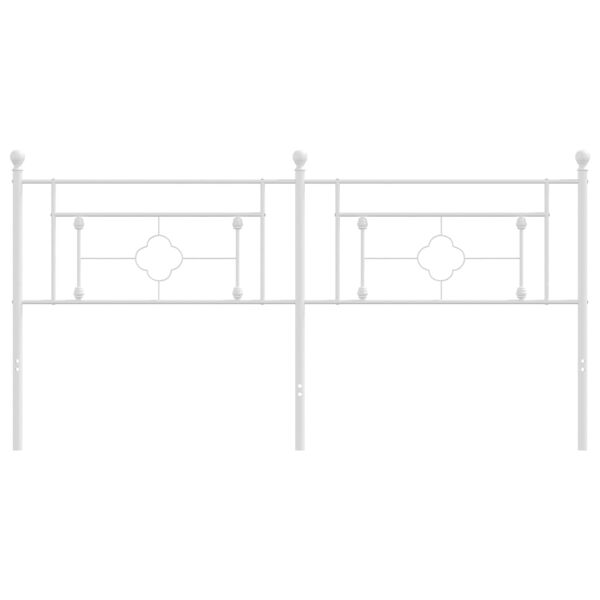 vidaXL Sengegavl i metall hvit 180 cm