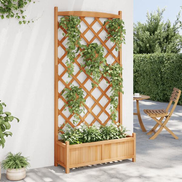vidaXL Plantekasse med espalier brun heltre gran