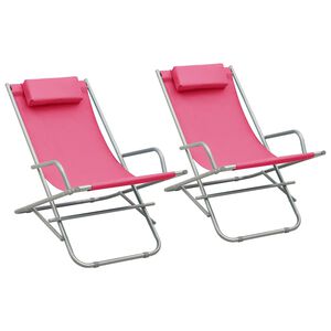 vidaXL Solstoler 2 stk st&aring;l rosa