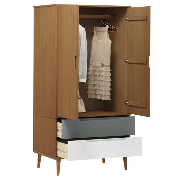 vidaXL Garderobe MOLDE brun 90x55x175 cm heltre furu