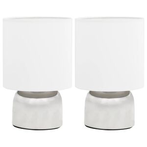 vidaXL Bordlamper 2 stk ber&oslash;ringsknapp hvit E14