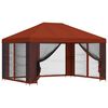 vidaXL Paviljong med sidevegger 4 &times; 3 m Terrakotta Polyester og st&aring;l