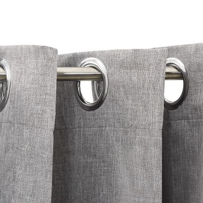 vidaXL Lystette gardiner med maljer og lin-design 2 stk grå 140x225 cm