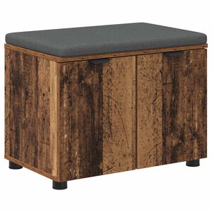 vidaXL Gangbenk med pute med hylle med d&oslash;r Gammelt tre 60 x 38 x 46 cm