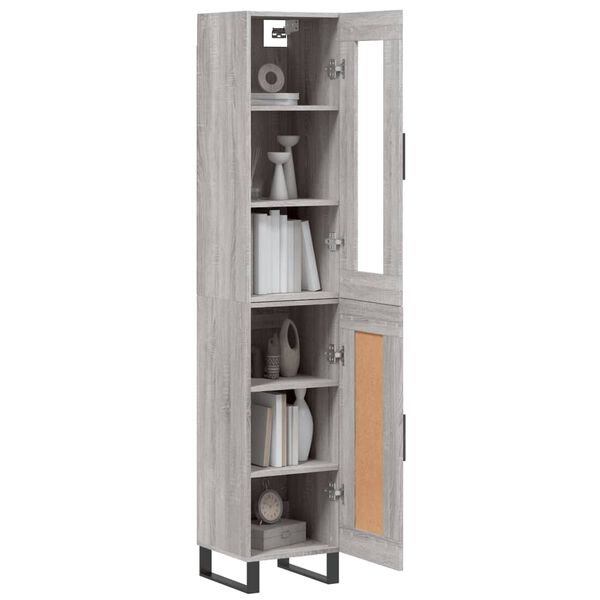 vidaXL Highboard gr&aring; sonoma 34,5x34x180 cm konstruert tre