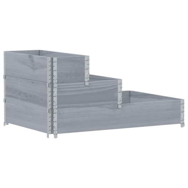 vidaXL Høybed 3 trinn grå 120x80 cm heltre furu