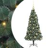 vidaXL Kunstig forh&aring;ndsopplyst juletre med kule sett gr&oslash;nn 120 cm PET