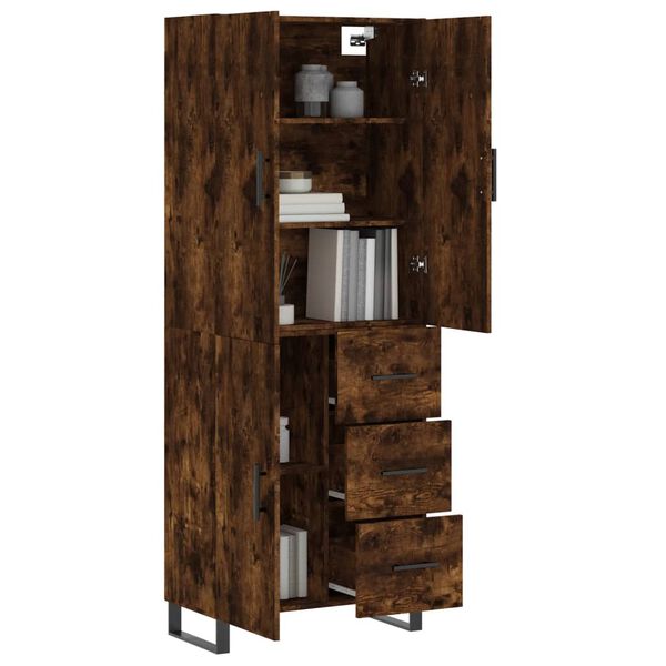 vidaXL Highboard r&oslash;kt eik 69,5x34x180 cm konstruert tre