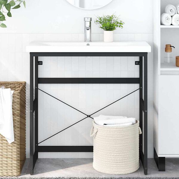 vidaXL Badehylle svart 79x38x83 cm jern