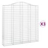 vidaXL Gabionkurver buede 3 stk 200x30x200/220 cm galvanisert jern