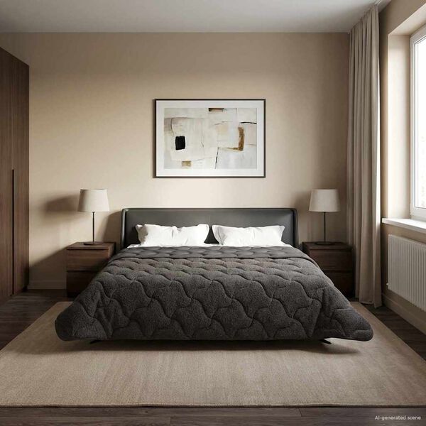 vidaXL Full &aring;r dyne Antrasitt 220 x 260 cm Mikrofiber og Teddy fleece