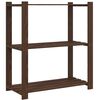 vidaXL Oppbevaringshylle 3 etasjer brun 80x38x90 cm heltre furu