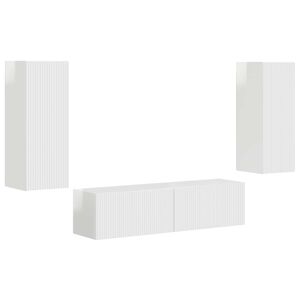 vidaXL TV-benksett Veggmontert 2 pcs H&oslash;yglanset hvit Konstruert tre